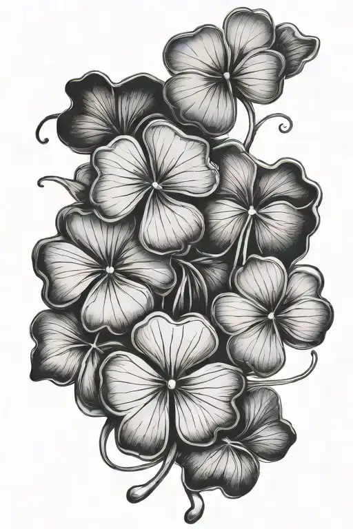 3 leaf clovers black and white tattoo design idea