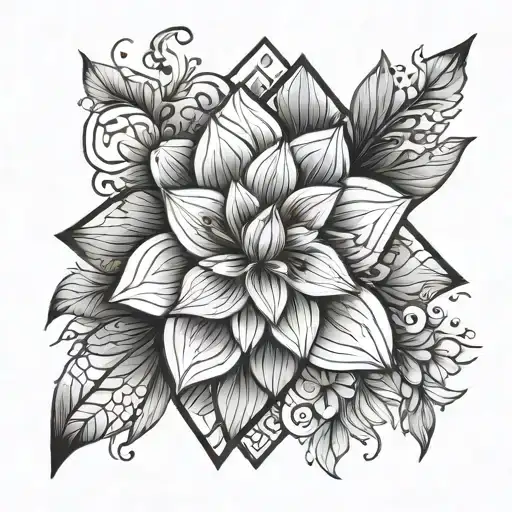 geometric floral design tattoo design idea