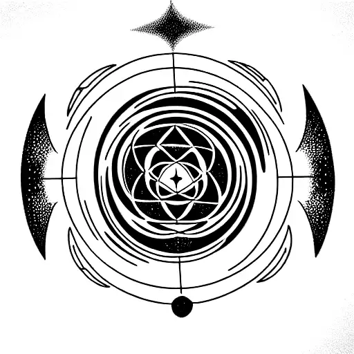 gaia universe cat thigh piece stars planets sacred geometry  tattoo design idea