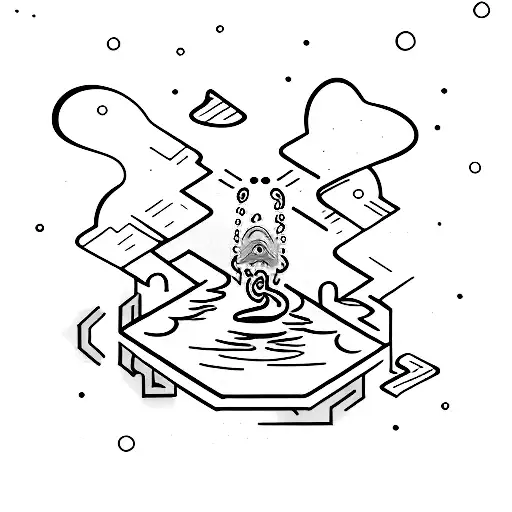 A minimalist illustration of a golden shower, depicting the excitement of exploring new experiences tattoo design idea