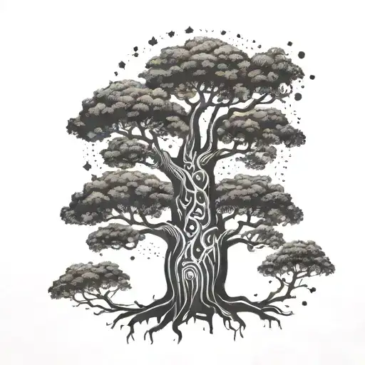 A tribal-inspired design featuring the Baobab tree, a symbol of strength and resilience in Africa tattoo design idea