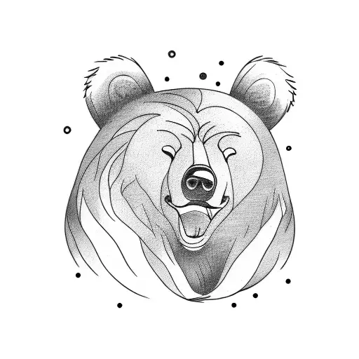 A sketch-style tattoo of a bear sleeping in a bed tattoo design idea