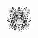 rose with leopard print heart tattoo design idea