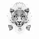 rose with leopard print heart tattoo design idea