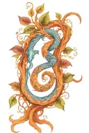 Jörmungandr wrapped around tree of life in color  tattoo design idea