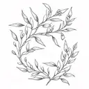 olive branch, willow branch and lavender flower tattoo design idea