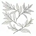 olive branch, willow branch and lavender flower tattoo design idea