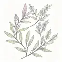 olive branch, willow branch and lavender flower tattoo design idea