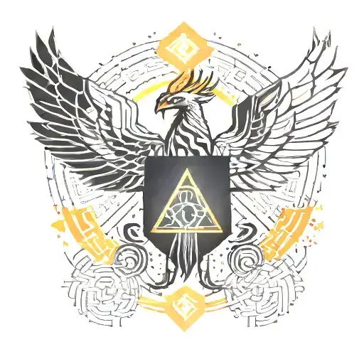 phoenix, survivor, broken heart surrounded tattoo design idea
