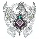 phoenix, survivor, broken heart surrounded tattoo design idea