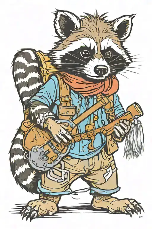 racoon hippy with bindle tattoo design idea
