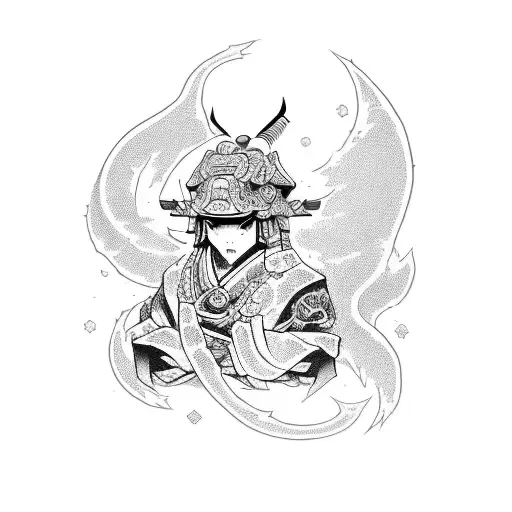 Game characters in a traditional Japanese art style tattoo design idea