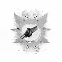 black bird surrounded with Fenix tattoo design idea