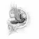 black bird surrounded with Fenix tattoo design idea