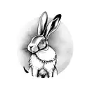 hare with moon tattoo design idea