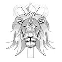 A lion and lamb facing each other in a tribal style design, representing the duality of strength and gentleness in the Christian faith tattoo design idea