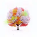 A vibrant autumn tree with swirling leaves in various shades of red, orange, and yellow tattoo design idea