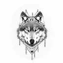 wolf with pendulum playing scrabble  tattoo design idea