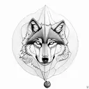 wolf with pendulum playing scrabble  tattoo design idea