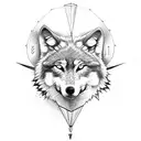 wolf with pendulum playing scrabble  tattoo design idea
