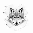 wolf with pendulum playing scrabble  tattoo design idea