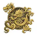The Brown family golden crest heraldry eastern dragon wrapped tattoo design idea