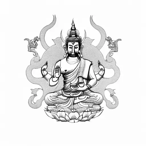 Inner battle with Buddhist god Hanuman tattoo design idea