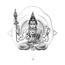 Fight against Buddhist god Hanuman tattoo design idea