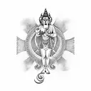 Fight against Buddhist god Hanuman tattoo design idea