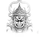 Fight against Buddhist god Hanuman tattoo design idea