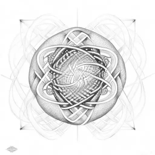 DNA strand wrapped around symbol for an atom tattoo design idea