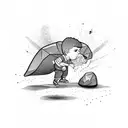 palestinian child throwing rock at tank tattoo design idea