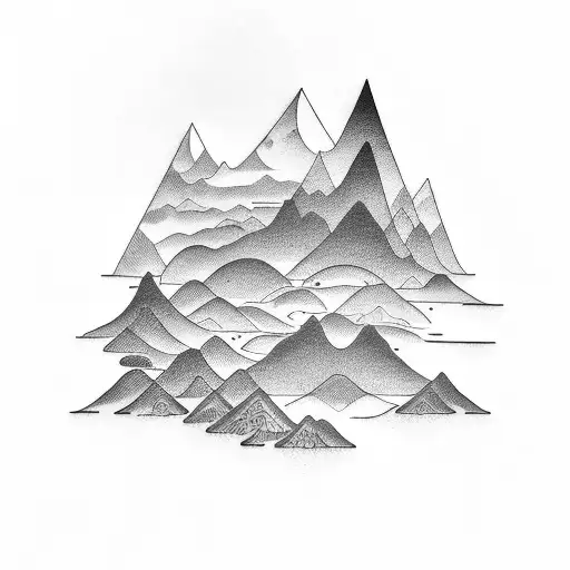 ocean and mountain tattoo design idea