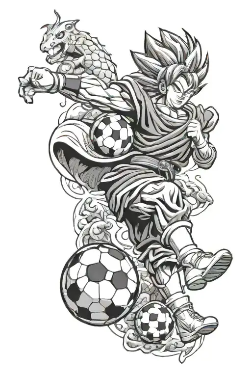 soccer & dragon ball z & army & travel tattoo design idea