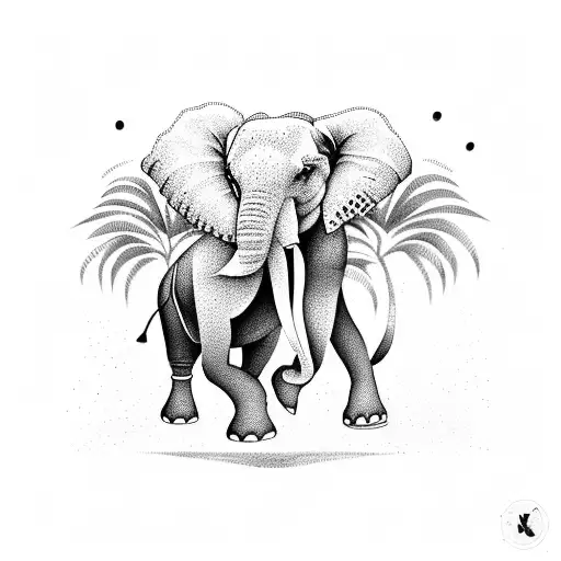 kerala elephant and coconut tree and boat tattoo design idea