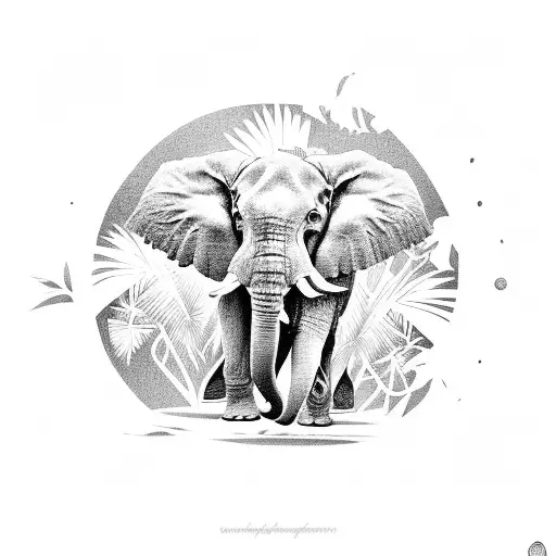 coconut elephant tattoo design idea