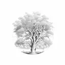 willow tree with initials tattoo design idea