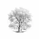 willow tree with initials tattoo design idea