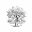 willow tree with initials tattoo design idea