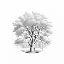 willow tree with initials tattoo design idea