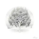 willow tree with initials tattoo design idea
