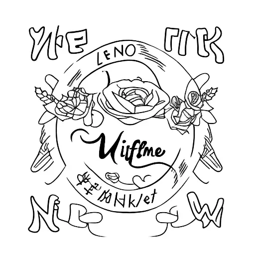 name of wife and 2 children tattoo design idea