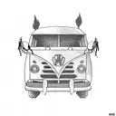 skeleton driving van drinking beer tattoo design idea