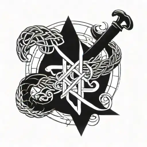 Combine Viking runes with a caduceus symbol to represent your dual passion for Norse culture and nursing tattoo design idea