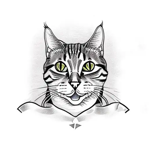 a tabby cat in ukrainian army uniform shoots orcs  tattoo design idea