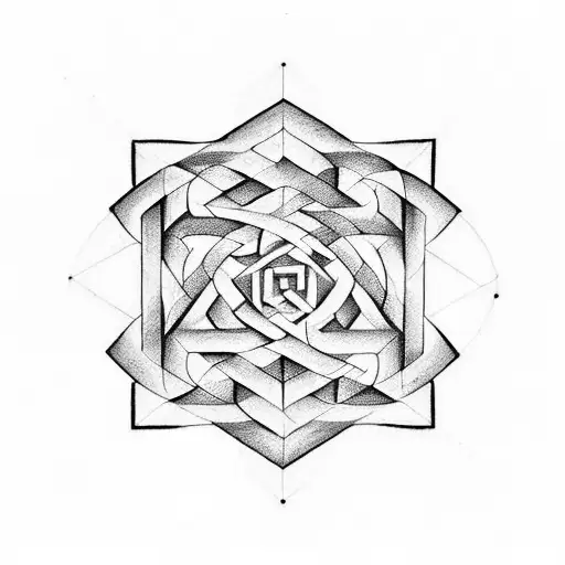 Incorporate a geometrically perfect labyrinth into an impossible shape tattoo design idea