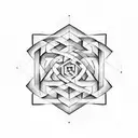 Incorporate a geometrically perfect labyrinth into an impossible shape tattoo design idea