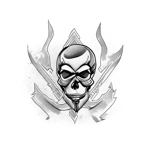 Angry Skull, Looking to the right tattoo design idea