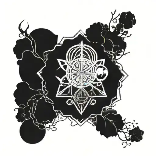 7 chakra symbols and 4 elements of nature scene inspired tattoo design idea