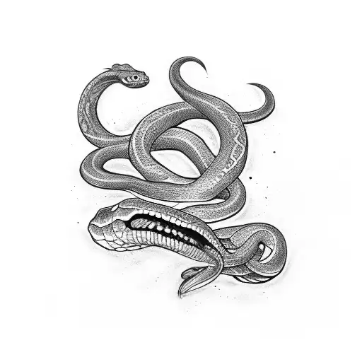 Snake head bitting tattoo design idea